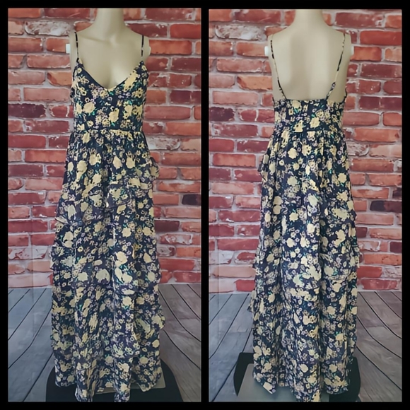 Boho Black Ruffled Floral Cami Dress Small NWOT - Picture 6 of 6